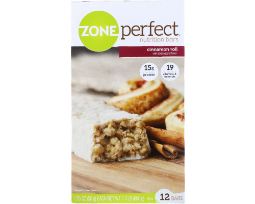 ZonePerfect, Nutrition Bars, Cinnamon Roll, 12 Bars, 1.76 oz (50 g) Each ZonePerfect, Nutrition Bars, Cinnamon Roll, 12 Bars, 1.76 oz (50 g) Each