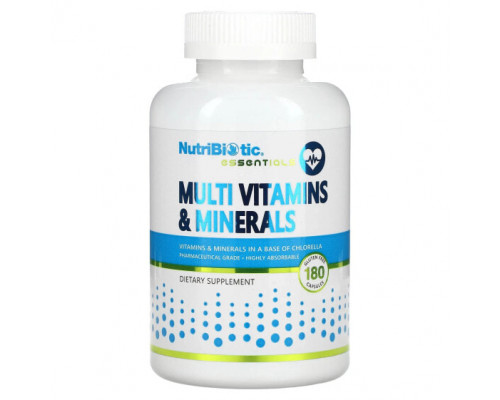 Витаминно-минеральные комплексы NutriBiotic, Essentials, мультивитамины и минералы, 180 капсул Витаминно-минеральные комплексы NutriBiotic, Essentials, мультивитамины и минералы, 180 капсул