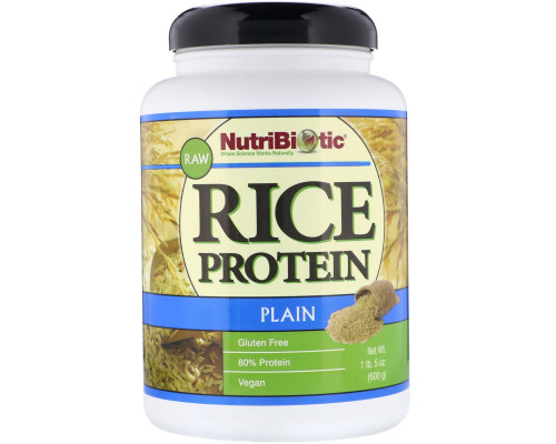 NutriBiotic, Сырой простой рисовый белок, 1 фунт 5 унций (600 г) NutriBiotic, Сырой простой рисовый белок, 1 фунт 5 унций (600 г)
