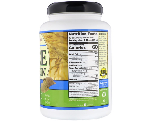 NutriBiotic, Сырой простой рисовый белок, 1 фунт 5 унций (600 г) NutriBiotic, Сырой простой рисовый белок, 1 фунт 5 унций (600 г)