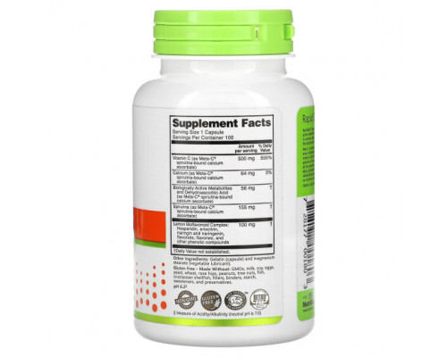 Витамин C NutriBiotic, Immunity, Meta-C, 500 мг, 100 капсул без глютена Витамин C NutriBiotic, Immunity, Meta-C, 500 мг, 100 капсул без глютена