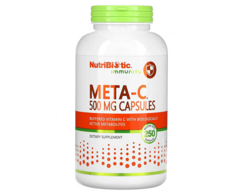 Витамин C NutriBiotic, Immunity, Meta-C, 500 мг, 250 капсул без глютена Витамин C NutriBiotic, Immunity, Meta-C, 500 мг, 250 капсул без глютена
