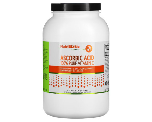 NutriBiotic Аскорбиновая кислота 100% чистый витамин С кристаллический порошок 5 фунтов (2,26 кг)