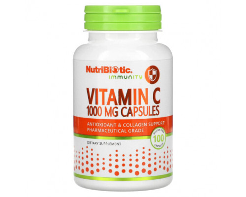 Витамин C NutriBiotic, Immunity, витамин C, 1000 мг, 100 капсул без глютена Витамин C NutriBiotic, Immunity, витамин C, 1000 мг, 100 капсул без глютена