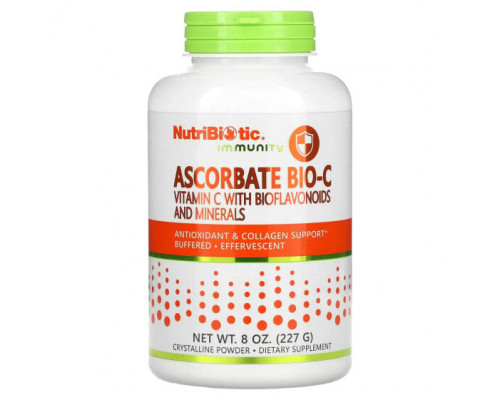 Витамин C NutriBiotic, Immunity, аскорбат Bio-C, витамин C с биофлавоноидами и минералами, 227 г (8 унций)