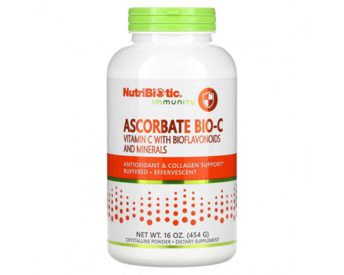 Витамин C NutriBiotic, Immunity, аскорбат Bio-C, витамин C с биофлавоноидами и минералами, 454 г (16 унций)