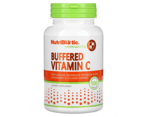 Витамин C NutriBiotic, Immunity, буферизованный витамин C, 100 капсул без глютена Витамин C NutriBiotic, Immunity, буферизованный витамин C, 100 капсул без глютена