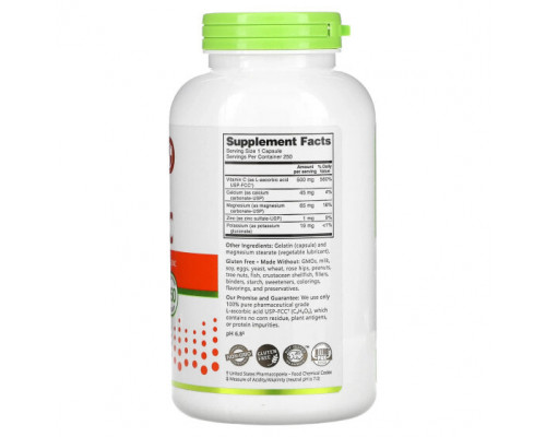 Витамин C NutriBiotic, Immunity, буферизованный витамин C, 250 капсул без глютена Витамин C NutriBiotic, Immunity, буферизованный витамин C, 250 капсул без глютена