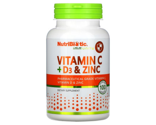 NutriBiotic, Immunity, Vitamin C + D3 & Zinc, 100 Capsules NutriBiotic, Immunity, Vitamin C + D3 & Zinc, 100 Capsules