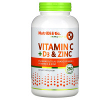 NutriBiotic, Immunity, Vitamin C + D3 & Zinc, 250 Capsules