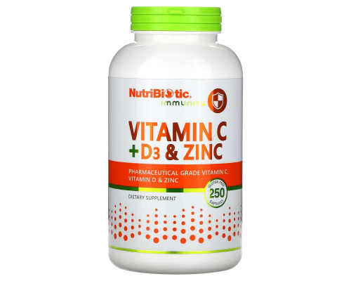 NutriBiotic, Immunity, Vitamin C + D3 & Zinc, 250 Capsules NutriBiotic, Immunity, Vitamin C + D3 & Zinc, 250 Capsules
