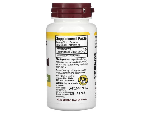 NutriBiotic, Экстракт Семян Грейпфрута, 250 мг, 60 Капсул NutriBiotic, Экстракт Семян Грейпфрута, 250 мг, 60 Капсул