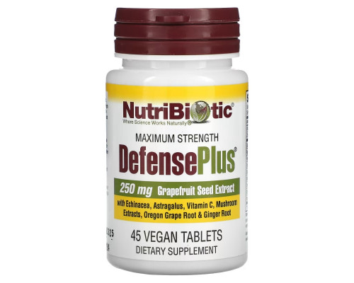 NutriBiotic DefensePlus Максимальная сила 250 мг 45 вегетарианских таблеток NutriBiotic DefensePlus Максимальная сила 250 мг 45 вегетарианских таблеток