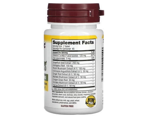NutriBiotic DefensePlus Максимальная сила 250 мг 45 вегетарианских таблеток NutriBiotic DefensePlus Максимальная сила 250 мг 45 вегетарианских таблеток