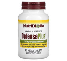 NutriBiotic DefensePlus 250 мг экстракт косточек грейпфрута 90 веганских таблеток