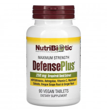 NutriBiotic DefensePlus 250 мг экстракт косточек грейпфрута 90 веганских таблеток