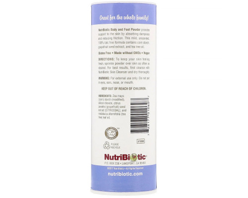 NutriBiotic Натуральный порошок для ног и тела без запаха 4 унции (113 г) NutriBiotic Натуральный порошок для ног и тела без запаха 4 унции (113 г)
