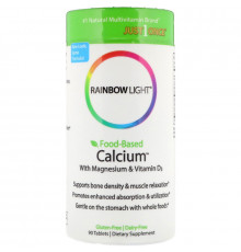 Rainbow Light, Пищевой кальций с магнием и витамином D3, 90 таблеток