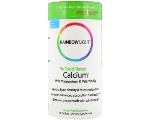 Rainbow Light, Пищевой кальций с магнием и витамином D3, 90 таблеток Rainbow Light, Пищевой кальций с магнием и витамином D3, 90 таблеток