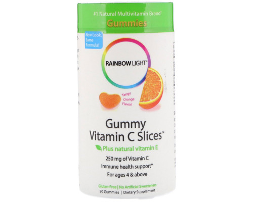 Rainbow Light, Дольки Витамина С Gummy с терпким апельсиновым вкусом, 90 долек Rainbow Light, Дольки Витамина С Gummy с терпким апельсиновым вкусом, 90 долек