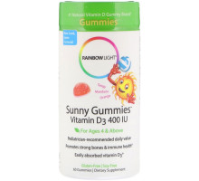Rainbow Light, Sunny Gummies, витамин D3, терпки мандарин и апельсин, 400 МЕ, 60 жевательных пастилок