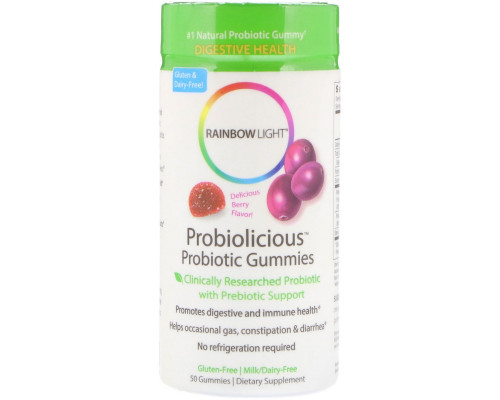 Rainbow Light, Probiolicious пробиотические жевательные конфеты с ягодным вкусом, 50 мармеладок Rainbow Light, Probiolicious пробиотические жевательные конфеты с ягодным вкусом, 50 мармеладок