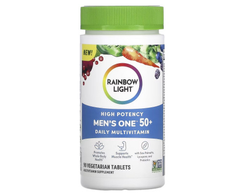 Rainbow Light, Men's One 50+ Daily Multivitamin, High Potency, 90 Vegetarian Tablets Rainbow Light, Men's One 50+ Daily Multivitamin, High Potency, 90 Vegetarian Tablets