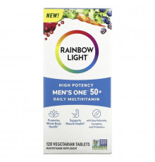 Rainbow Light, Men's One 50+ Daily Multivitamin, High Potency, 120 Vegetarian Tablets