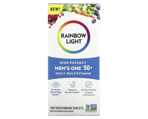 Rainbow Light, Men's One 50+ Daily Multivitamin, High Potency, 120 Vegetarian Tablets Rainbow Light, Men's One 50+ Daily Multivitamin, High Potency, 120 Vegetarian Tablets