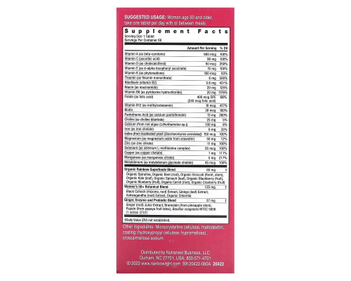 Rainbow Light, Women's One 50+, Daily Multivitamin, High Potency , 60 Vegetarian Tablets Rainbow Light, Women's One 50+, Daily Multivitamin, High Potency , 60 Vegetarian Tablets