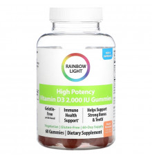 Rainbow Light, High Potency Vitamin D3, Peach, 2,000 IU, 60 Gummies