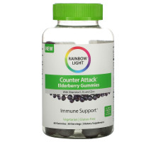 Rainbow Light, Counter Attack, Elderberry with Vitamin C, D, and Zinc, 60 Gummies