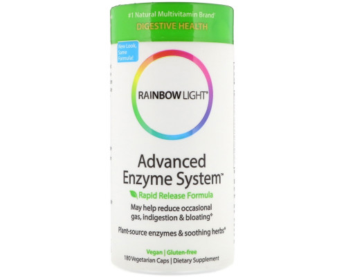 Rainbow Light, Усовершенствованная ферментная система, формула быстрого высвобождения, 180 вегетарианских капсул Rainbow Light, Усовершенствованная ферментная система, формула быстрого высвобождения, 180 вегетарианских капсул
