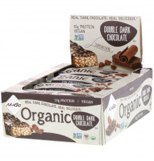 NuGo Nutrition, Органический двойной темный шоколад, 12 органических белковых батончиков, 1,76 унции (50 г) каждый