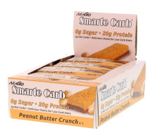 NuGo Nutrition, Smarte Carb, хрустящие батончики с арахисовым маслом, 12 батончиков, 1,76 унции (50 г) каждый