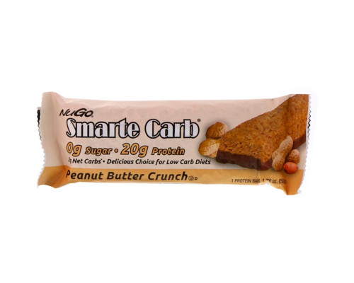 NuGo Nutrition, Smarte Carb, хрустящие батончики с арахисовым маслом, 12 батончиков, 1,76 унции (50 г) каждый