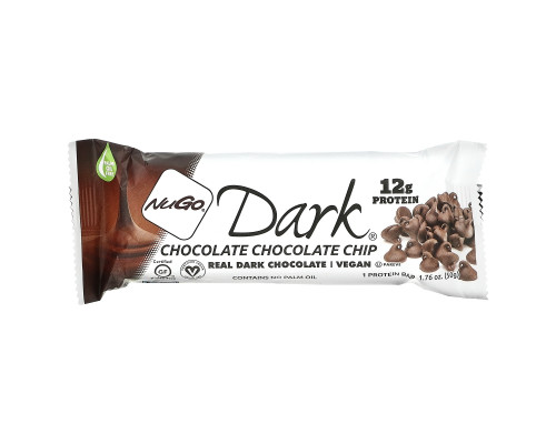 NuGo Nutrition, NuGo Dark, протеиновые батончики, шоколадная стружка, 12 баточников, 1,76 унц. (50 г) каждый
