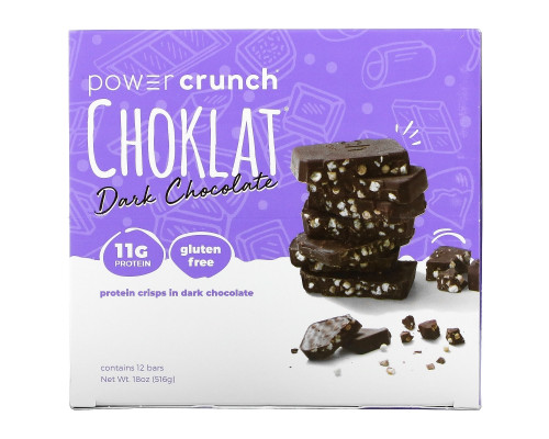 BNRG, Power Crunch, протеиновый энергетический батончик со вкусом темного шоколада, 12 шт. по 43 г BNRG, Power Crunch, протеиновый энергетический батончик со вкусом темного шоколада, 12 шт. по 43 г