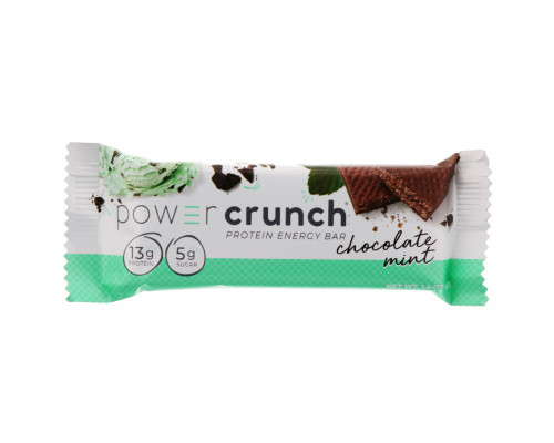 BNRG, Power Crunch, протеиновый энергетический батончик с оригинальным вкусом шоколада и мяты, 12 шт. по 40 г BNRG, Power Crunch, протеиновый энергетический батончик с оригинальным вкусом шоколада и мяты, 12 шт. по 40 г
