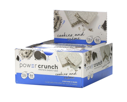 BNRG, Энергетический батончик Power Crunch Protein, оригинальный, печенье с кремом, 12 баточников, 1,4 унц. (40 г) в каждом BNRG, Энергетический батончик Power Crunch Protein, оригинальный, печенье с кремом, 12 баточников, 1,4 унц. (40 г) в каждом