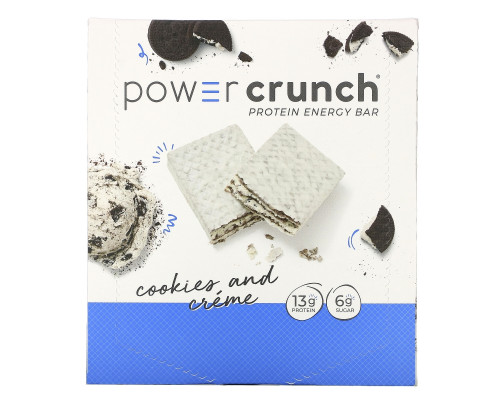 BNRG, Энергетический батончик Power Crunch Protein, оригинальный, печенье с кремом, 12 баточников, 1,4 унц. (40 г) в каждом BNRG, Энергетический батончик Power Crunch Protein, оригинальный, печенье с кремом, 12 баточников, 1,4 унц. (40 г) в каждом