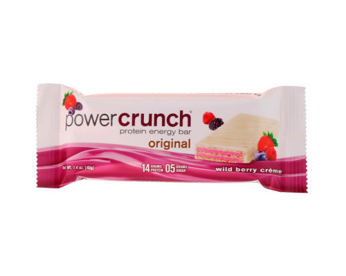 BNRG, Power Crunch, протеиновый энергетический батончик с сливочной начинкой и вкусом диких ягод, 12 шт. по 40 г BNRG, Power Crunch, протеиновый энергетический батончик с сливочной начинкой и вкусом диких ягод, 12 шт. по 40 г
