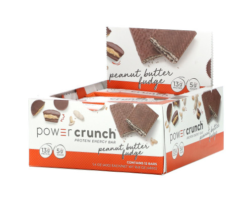 BNRG, Power Crunch, протеиновый энергетический батончик со вкусом арахисового масла и ирисок, 12 шт. по 40 г BNRG, Power Crunch, протеиновый энергетический батончик со вкусом арахисового масла и ирисок, 12 шт. по 40 г