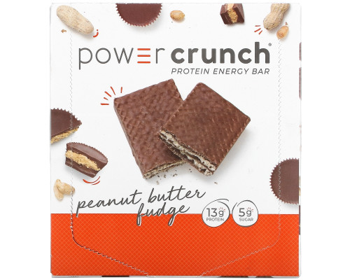 BNRG, Power Crunch, протеиновый энергетический батончик со вкусом арахисового масла и ирисок, 12 шт. по 40 г BNRG, Power Crunch, протеиновый энергетический батончик со вкусом арахисового масла и ирисок, 12 шт. по 40 г
