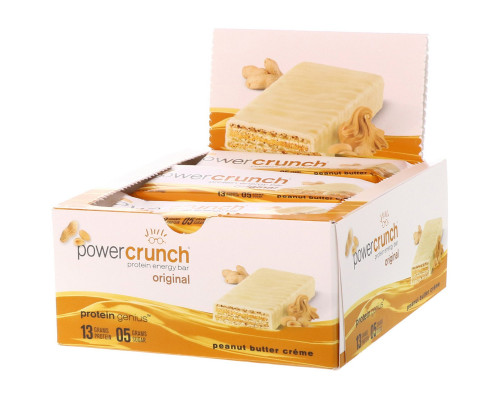 BNRG, Протеиновый энергетический батончик Power Crunch, оригинальный, арахисовое масло, 12 батончиков, 1,4 унц. (40 г) каждый BNRG, Протеиновый энергетический батончик Power Crunch, оригинальный, арахисовое масло, 12 батончиков, 1,4 унц. (40 г) каждый