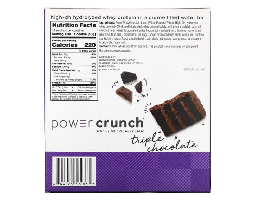 BNRG, Power Crunch Protein Energy Bar, Original Triple Chocolate, 12 Bars, 1.4 oz (40 g) Each BNRG, Power Crunch Protein Energy Bar, Original Triple Chocolate, 12 Bars, 1.4 oz (40 g) Each