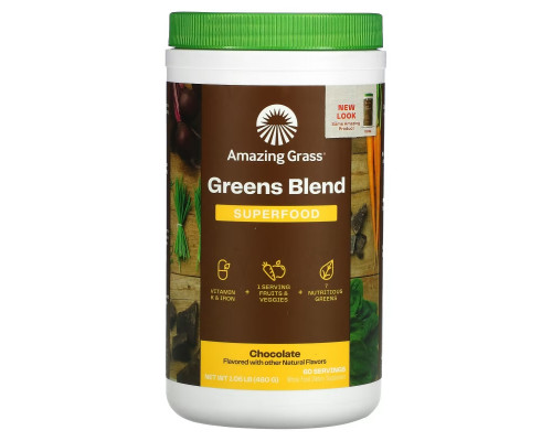 Amazing Grass Green SuperFood шоколадный сухой напиток с какао 17 унций (480 г) Amazing Grass Green SuperFood шоколадный сухой напиток с какао 17 унций (480 г)