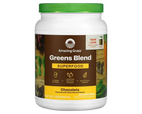 Amazing Grass Зеленый суперпродукт шоколадный растворимый напиток 28 унций (800 г) Amazing Grass Зеленый суперпродукт шоколадный растворимый напиток 28 унций (800 г)