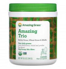 Amazing Grass Восхитительное трио зеленые побеги ячменя и пшеницы с люцерной 85 унции (240 г)