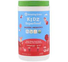 Amazing Grass, Kidz Superfood, Protein + Probiotics, Strawberry Blast, 8.9 oz (255 g)